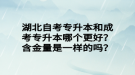 湖北自考專升本和成考專升本哪個更好？含金量是一樣的嗎？