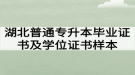 湖北普通專升本畢業(yè)證書及學位證書樣本