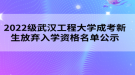 2022級(jí)武漢工程大學(xué)成考新生放棄入學(xué)資格名單公示