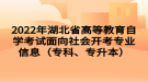 2022年湖北省高等教育自學(xué)考試面向社會開考專業(yè)信息（?？?、專升本）