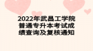 2022年武昌工學院普通專升本考試成績查詢及復核通知