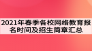 2021年春季各校網(wǎng)絡(luò)教育報(bào)名時(shí)間及招生簡(jiǎn)章匯總