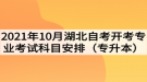 2021年10月湖北自考開(kāi)考專業(yè)考試科目安排（專升本）