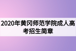 2020年黃岡師范學院成人高考招生簡章