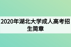 2020年湖北大學(xué)成人高考招生簡章