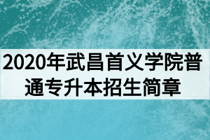 2020年武昌首義學(xué)院普通專升本招生簡(jiǎn)章