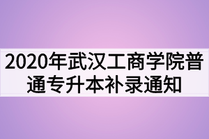 2020年武漢工商學(xué)院普通專升本補(bǔ)錄通知