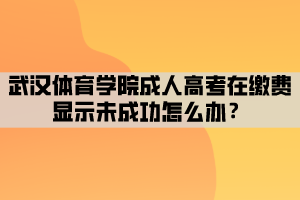 武漢體育學院成人高考在繳費顯示未成功怎么辦？