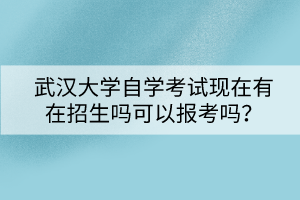 武漢大學(xué)自學(xué)考試現(xiàn)在有在招生嗎可以報(bào)考嗎？