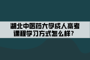 湖北中醫(yī)藥大學(xué)成人高考課程學(xué)習(xí)方式怎么樣？