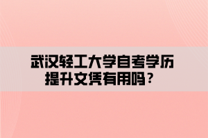 武漢輕工大學自考學歷提升文憑有用嗎？