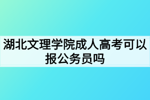 湖北文理學(xué)院成人高考可以報公務(wù)員嗎？