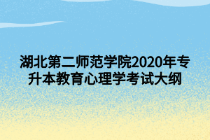 湖北第二師范學院2020年專升本教育心理學考試大綱