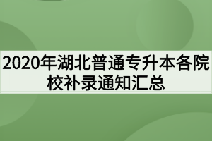 2020年湖北普通專(zhuān)升本各院校補(bǔ)錄通知匯總