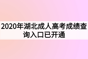 2020年湖北成人高考成績查詢?nèi)肟谝验_通