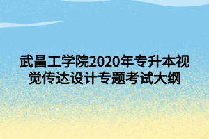 武昌工學(xué)院2020年專升本視覺傳達設(shè)計專題考試大綱