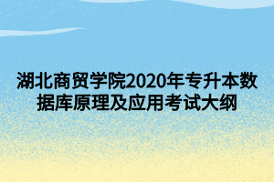 湖北商貿(mào)學(xué)院2020年專(zhuān)升本數(shù)據(jù)庫(kù)原理及應(yīng)用考試大綱