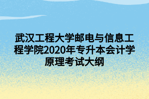 武漢工程大學(xué)郵電與信息工程學(xué)院2020年專升本會計(jì)學(xué)原理考試大綱