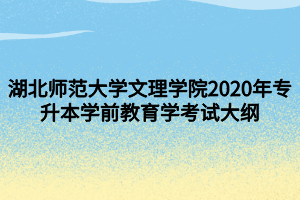 湖北師范大學(xué)文理學(xué)院2020年專升本學(xué)前教育學(xué)考試大綱