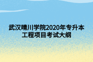 武漢晴川學院2020年專升本工程項目考試大綱