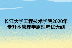 長江大學(xué)工程技術(shù)學(xué)院2020年專升本管理學(xué)原理考試大綱