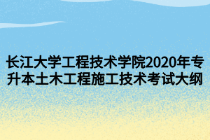 長(zhǎng)江大學(xué)工程技術(shù)學(xué)院2020年專(zhuān)升本土木工程施工技術(shù)考試大綱