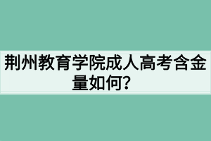 荊州教育學(xué)院成人高考含金量如何？