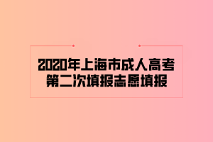 2020年上海市成人高考第二次填報(bào)志愿填報(bào)