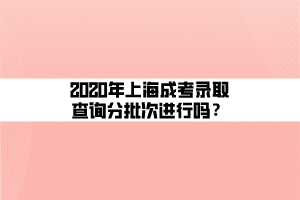 2020年上海成考錄取查詢分批次進(jìn)行嗎？