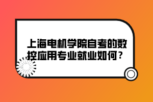 上海電機學院自考的數控應用專業(yè)就業(yè)如何？