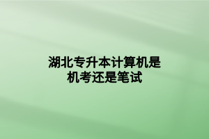 湖北專升本計算機是機考還是筆試