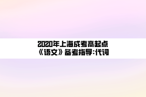 2020年上海成考高起點(diǎn)《語(yǔ)文》備考指導(dǎo)_代詞