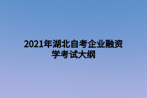 2021年湖北自考企業(yè)融資學(xué)考試大綱