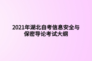 2021年湖北自考信息安全與保密導(dǎo)論考試大綱