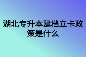 湖北專升本建檔立卡政策是什么