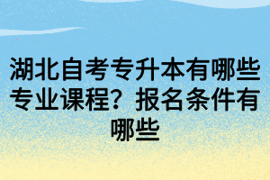 湖北自考專升本有哪些專業(yè)課程？報名條件有哪些