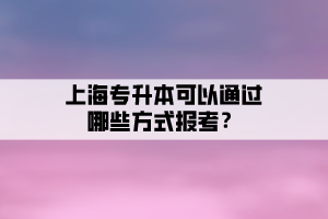 上海專升本可以通過哪些方式報考？