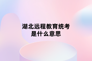 湖北遠(yuǎn)程教育統(tǒng)考是什么意思