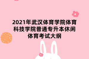 2021年武漢體育學(xué)院體育科技學(xué)院普通專(zhuān)升本休閑體育考試大綱