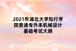 2021年湖北大學知行學院普通專升本機械設計基礎(chǔ)考試大綱