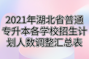 2021年湖北省普通專升本各學(xué)校招生計劃人數(shù)調(diào)整匯總表