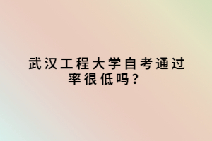 武漢工程大學(xué)自考通過率很低嗎？