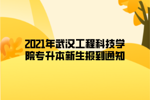 2021年武漢工程科技學(xué)院專升本新生報(bào)到通知