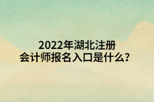 2022年湖北注冊會計師報名入口是什么？