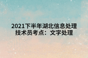 2021下半年湖北信息處理技術(shù)員考點(diǎn)：文字處理