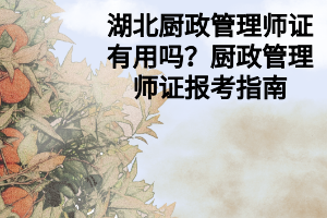 湖北廚政管理師證有用嗎？廚政管理師證報考指南