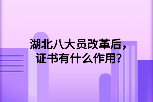 湖北八大員改革后，證書有什么作用？