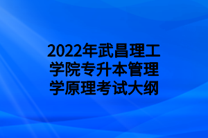 2022年武昌理工學院專升本管理學原理考試大綱