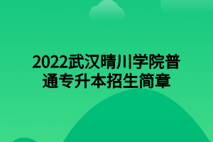 2022武漢晴川學(xué)院普通專升本招生簡(jiǎn)章