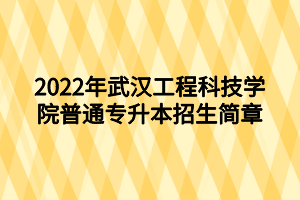 2022年武漢工程科技學(xué)院普通專升本招生簡(jiǎn)章